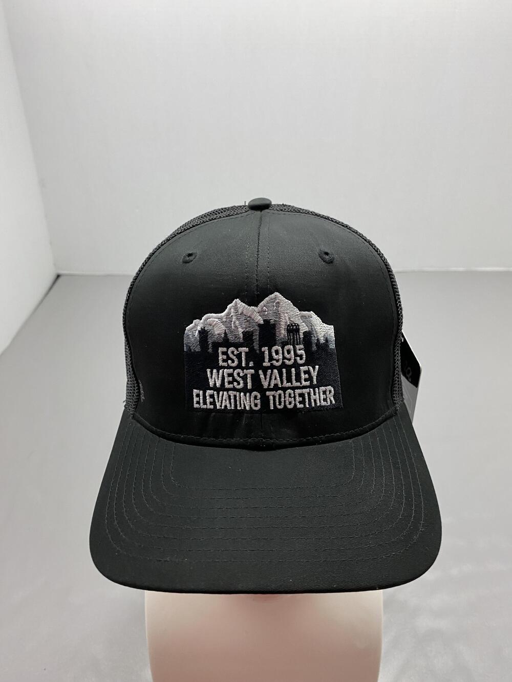 West Valley Hat Cap Strap Back One Size Black Trucker Mesh Breathable Mens